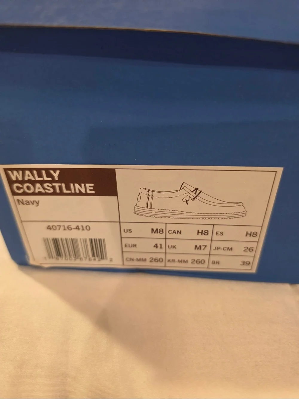 AMPUTEE SINGLE Men LEFT SHOE ONLY size 8 Hey Dude Wally Navy Coastline NIB